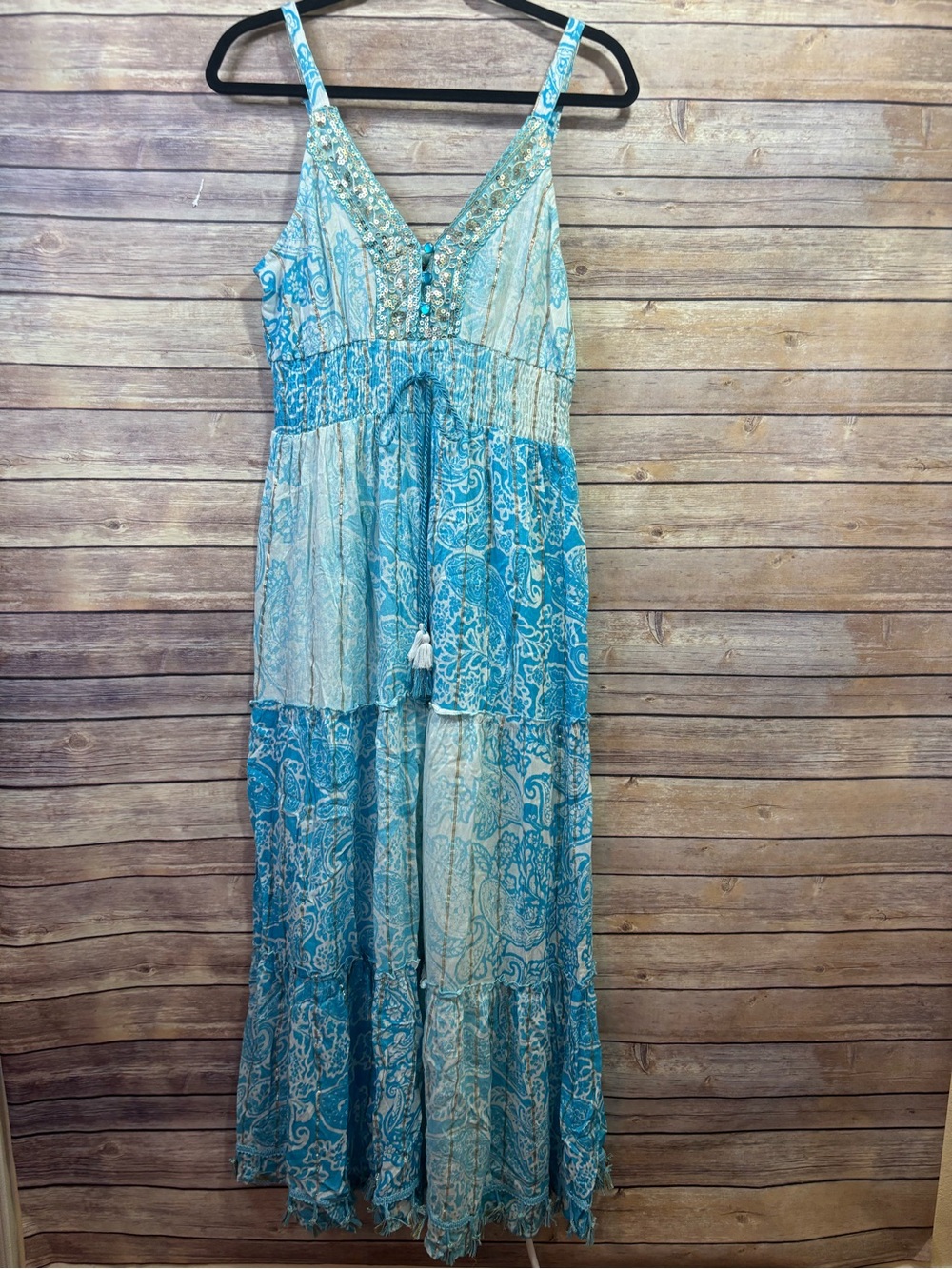 Anthropologie Me 2 Magic Womens Boho Maxi Dress Blue Size XL